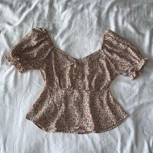 Pink Floral Top With Keyhole Back Detail